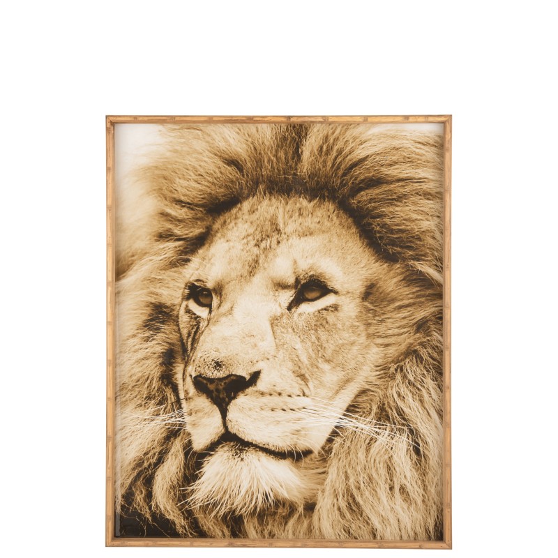 Décoration murale lion en bois marron 81x100x5 cm