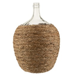 Bouteille verre en bois naturel 37.5x37.5x53 cm