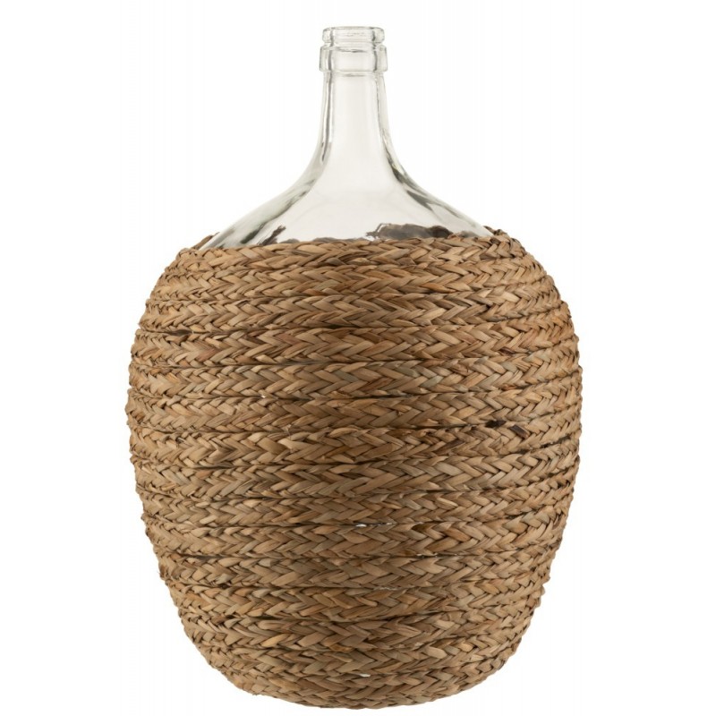 Bouteille verre en bois naturel 37.5x37.5x53 cm