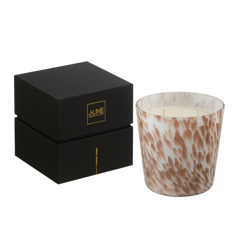 Bougie parfumée 50H dans pot en verre blanc - or 11.5x11.5x12 cm Bougie parfumée 50H dans pot en verre blanc - or 11.5x11.5x12 cm