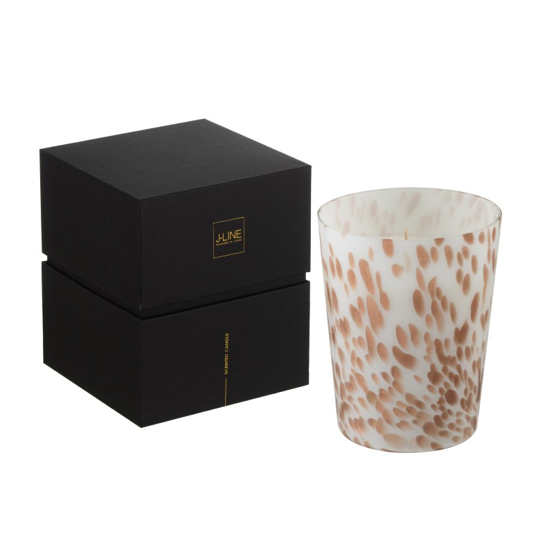 Vela perfumada 68H em frasco de vidro branco - dourado 12,5x12,5x15,5 cm Vela perfumada 68H em frasco de vidro branco - dourado 12,5x12,5x15,5 cm