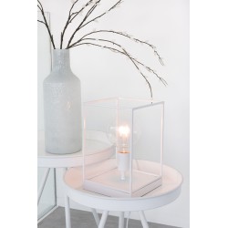 Lámpara 1 Lámpara rectangular marco metal blanco Alt. 30 cm