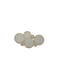 ESPEJO 6 CIRCULOS METAL ORO