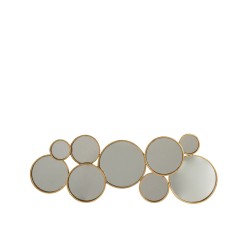 Miroir de 84,5x30,5 cm composé de 9 miroirs ronds avec cadre en métal doré