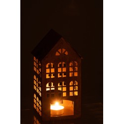 Bougeoir en forme de maison métal doré 32x17x17cm