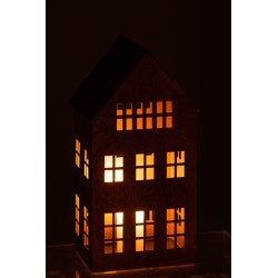 Bougeoir en forme de maison métal doré 37x19x17cm