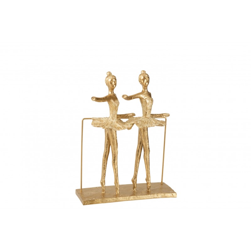 Figurine couple de denseuses ballerine en résine dorée 30x22x16 cm