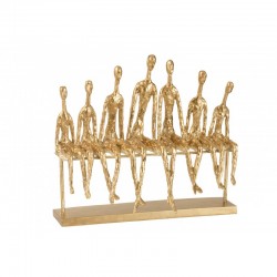 Figurine abstraite de 7 personnes assises en résine dorée 34x39x15 cm