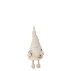 Père Noël de 77 cm en textile blanc et or