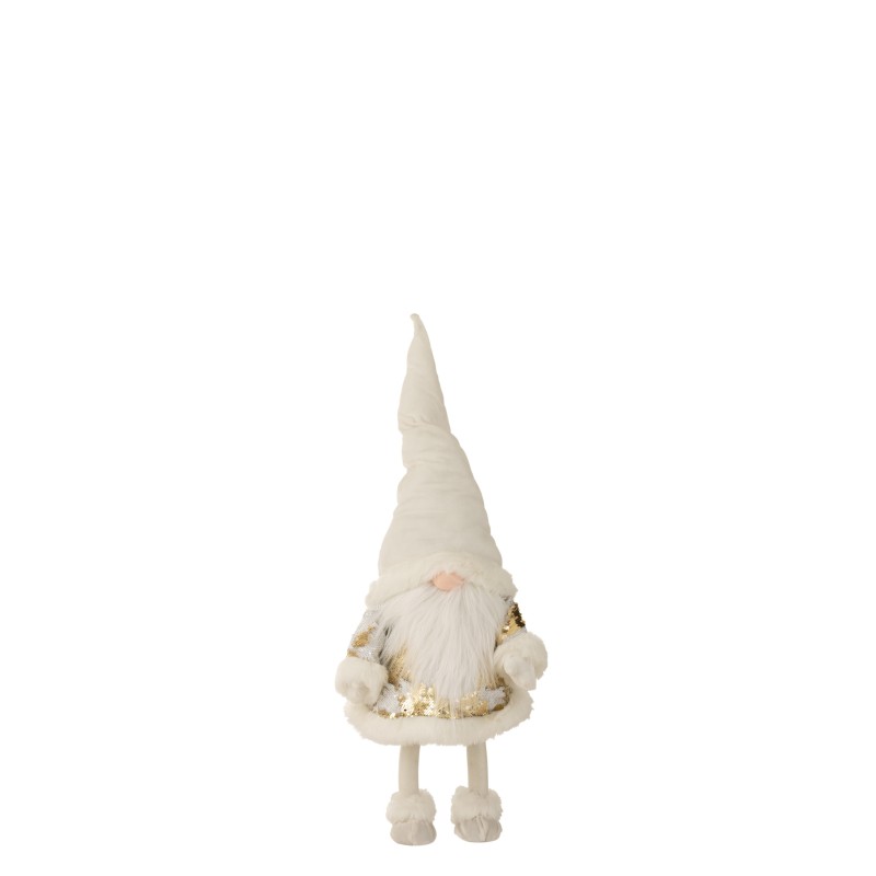 Père Noël de 77 cm en textile blanc et or
