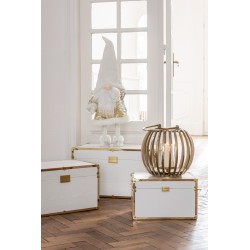 Père Noël de 77 cm en textile blanc et or