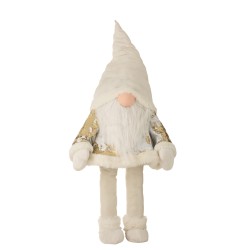 Papá noel lentejuelas tejido blanco/oro extralargo Alt. 145 cm