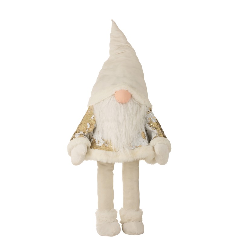 Papá noel lentejuelas tejido blanco/oro extralargo Alt. 145 cm