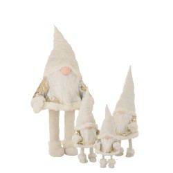Père Noël en textile blanc 57x52x145 cm