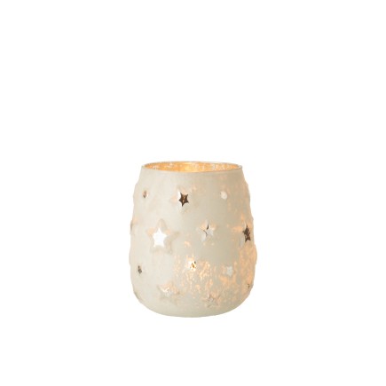 Castiçal em vidro prateado 12,5 x 12,5 x 14,5 cm