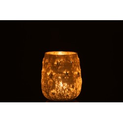 Photophore en verre argent 12.5x12.5x14.5 cm