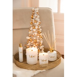 Cône de Noël avec mini boules en plastique or 20x18x45 cm