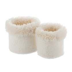 Lot de 2 cache pot en peluche ivoire