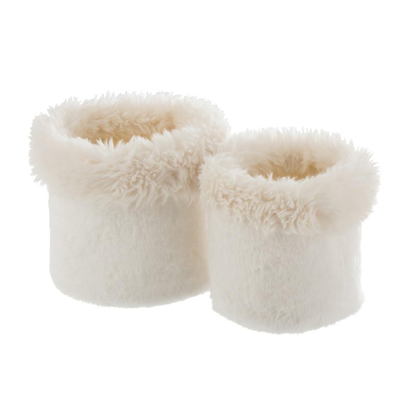 Lot de 2 cache pot en peluche ivoire