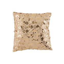 Coussin sequins en velours champagne et beige 45x45cm