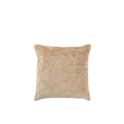 Coussin carré à motif girafe en viscose beige 44x42cm