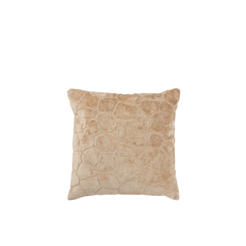 Coussin carré à motif girafe en viscose beige 44x42cm