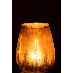 Photophore en verre argent 25x25x31 cm