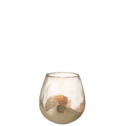 Photophore en verre argent 18x18x18 cm