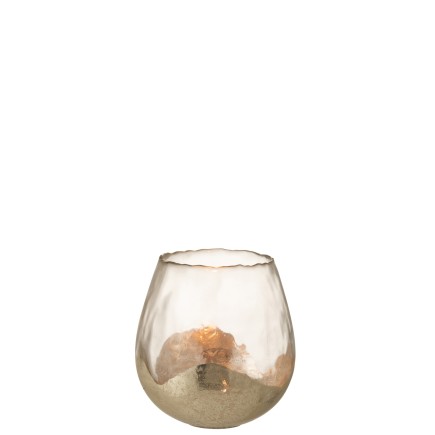 Photophore en verre argent 18x18x18 cm