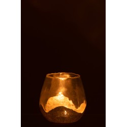 Photophore en verre argent 18x18x18 cm