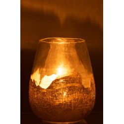 Photophore en verre doré et transparent H31 cm