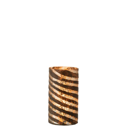 Vaso redondo com linhas em vidro prateado 15x15x28cm