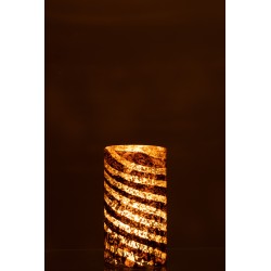 Vase rond à lignes en verre argent 15x15x28cm