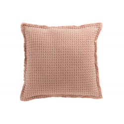 Coussin gaufré en coton rose clair 50x50cm