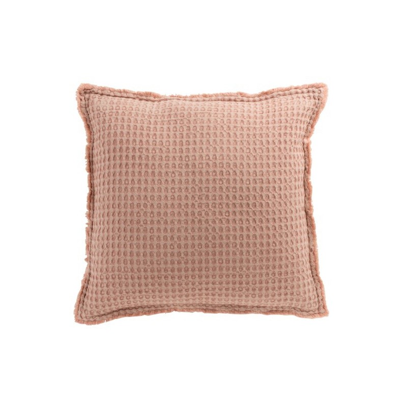 Coussin gaufré en coton rose clair 50x50cm