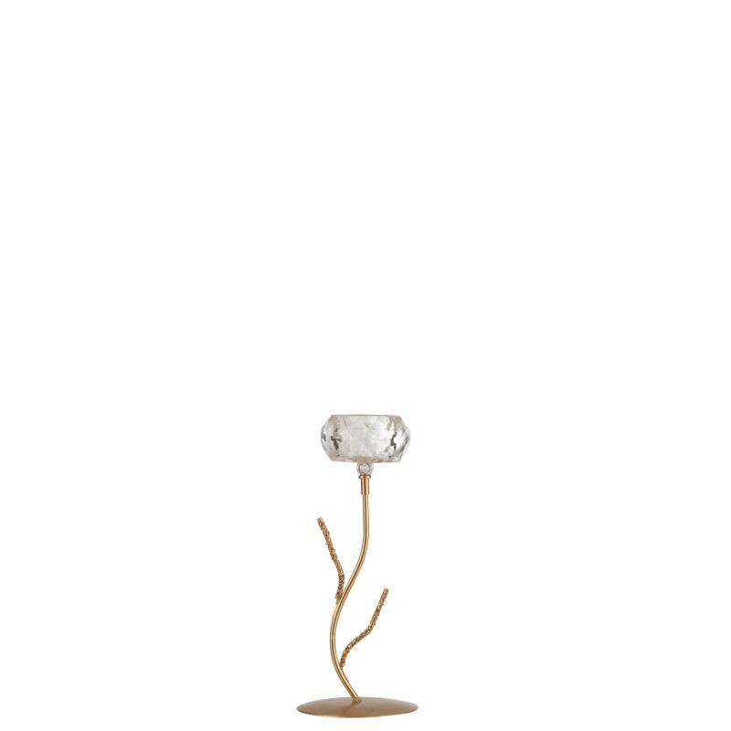 Photophore en verre sur pied or