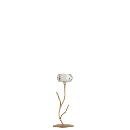 Photophore en verre sur pied or
