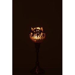 Photophore sur pied de couleur doré avec ornement de bijoux