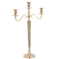 CANDELABRO 3 BRAZOS JOYA ALUMINIO/METAL ORO