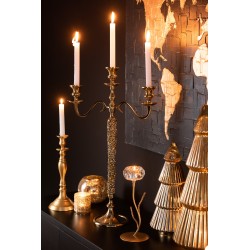 Chandelier 3 bras en aluminium doré et strass H65 cm