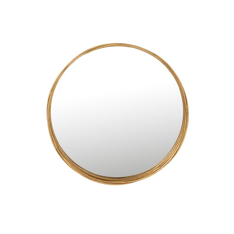 Miroir rond avec bord haut en métal doré de 60 cm