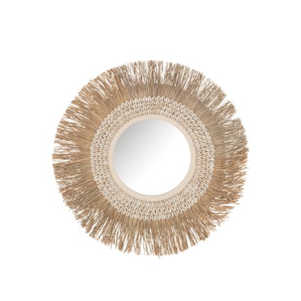 MIROIR ALAN ROND COQUILLAGES RAPHIA NATUREL SMALL