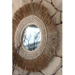 MIROIR ALAN ROND COQUILLAGES RAPHIA NATUREL SMALL