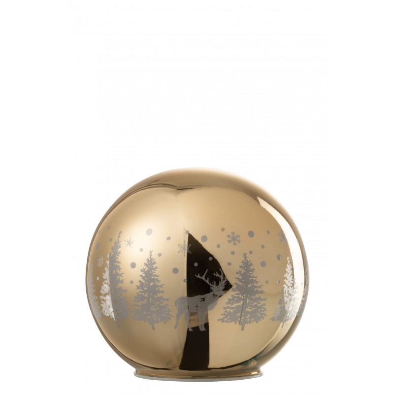 Boule décorative de Noël avec led en verre doré 15x15x14 cm