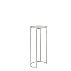 Set de 3 tables gigognes en métal argent 35.5x35.5x80.5 cm