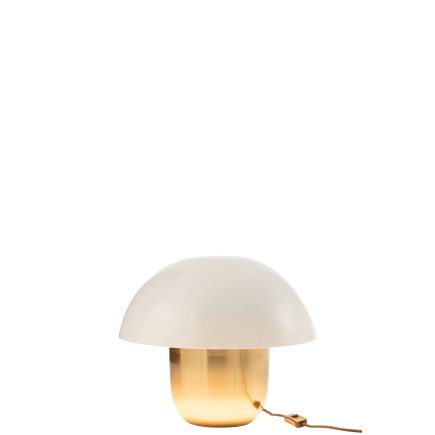 Lámpara seta hierro blanco/oro Alt. 40 cm