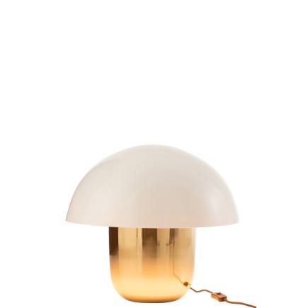 Lámpara seta hierro blanco/oro Alt. 47 cm