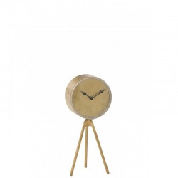 Horloge sur trépied en métal doré 15x16x38 cm