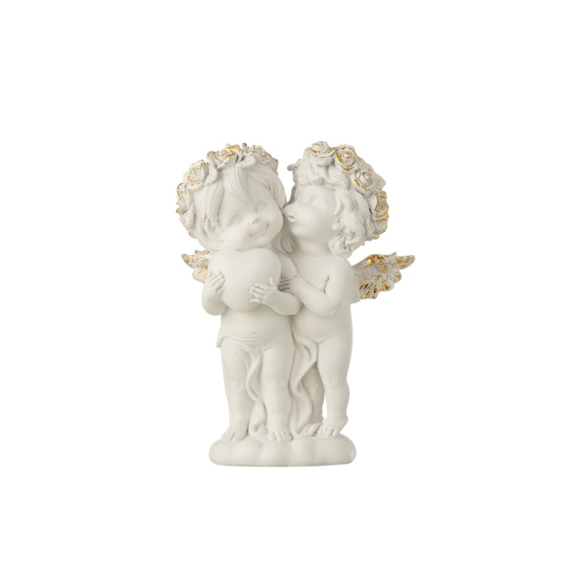 Couple d’ange en résine blanche