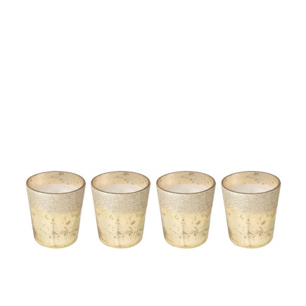 Boite de 4 bougies parfumées en verre champagne 7x7x8 cm